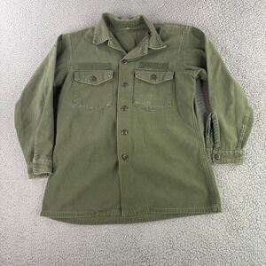 US Military OG-107 Utility Shirt Mens L Olive Green Cotton Sateen 1970 Vietnam
